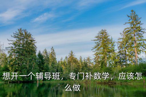 想开一个辅导班，专门补数学，应该怎么做