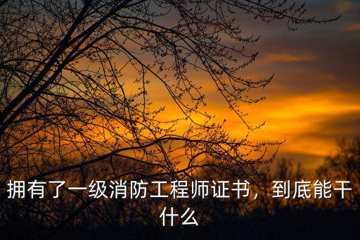 一级消防师平时干什么工作,到底能干什么