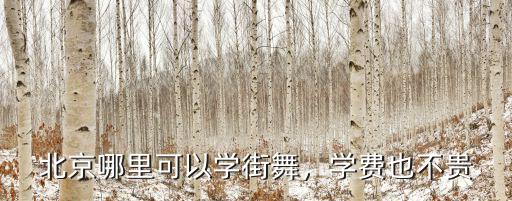 北京哪里可以学街舞，学费也不贵