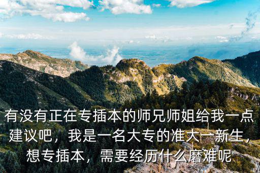 有没有正在专插本的师兄师姐给我一点建议吧，我是一名大专的准大一新生，想专插本，需要经历什么磨难呢