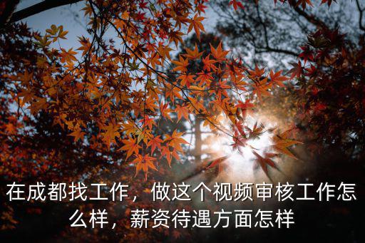 在成都找工作，做这个视频审核工作怎么样，薪资待遇方面怎样
