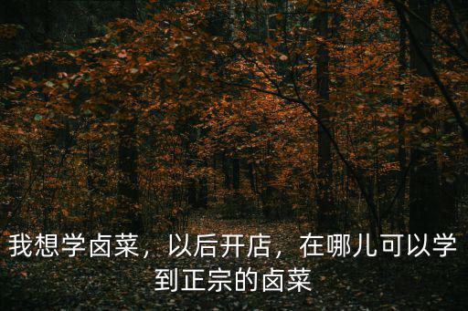 我想学卤菜，以后开店，在哪儿可以学到正宗的卤菜