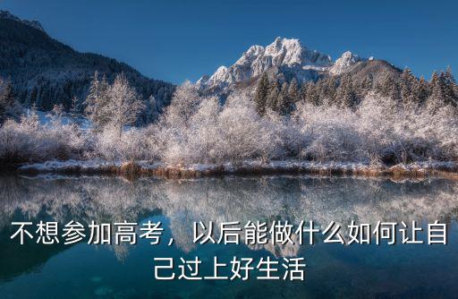 不想参加高考，以后能做什么如何让自己过上好生活