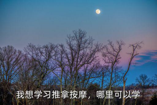 我想学习推拿按摩，哪里可以学