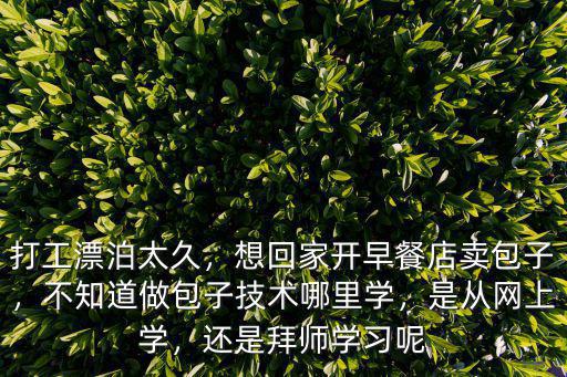 打工漂泊太久，想回家开早餐店卖包子，不知道做包子技术哪里学，是从网上学，还是拜师学习呢