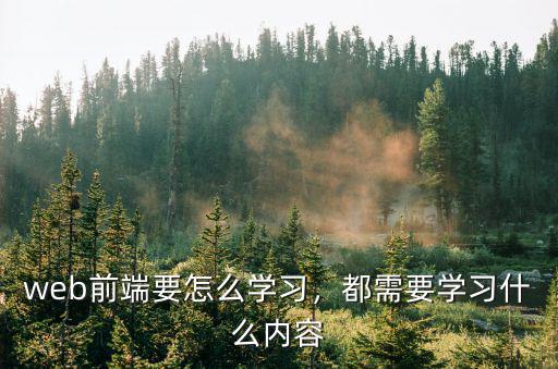 web前端要怎么学习，都需要学习什么内容