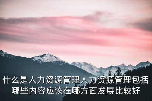 什么是人力资源管理人力资源管理包括哪些内容应该在哪方面发展比较好