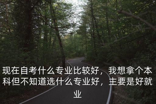 现在自考什么专业比较好，我想拿个本科但不知道选什么专业好，主要是好就业