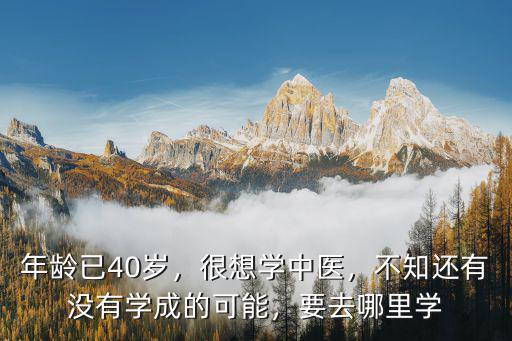 年龄已40岁，很想学中医，不知还有没有学成的可能，要去哪里学