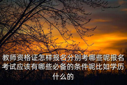 教师资格证怎样报名分别考哪些呢报名考试应该有哪些必备的条件呢比如学历什么的