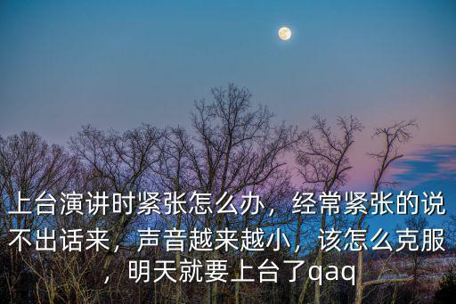上台演讲时紧张怎么办，经常紧张的说不出话来，声音越来越小，该怎么克服，明天就要上台了qaq
