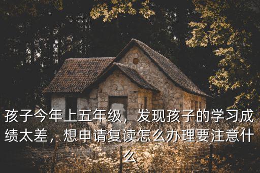 孩子今年上五年级，发现孩子的学习成绩太差，想申请复读怎么办理要注意什么