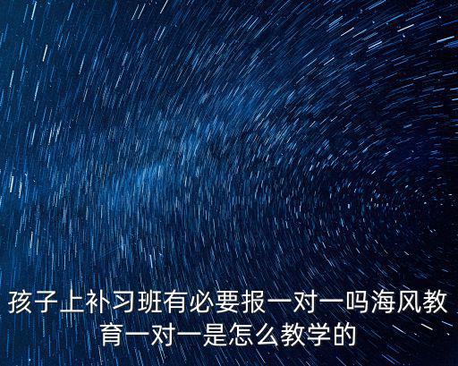 孩子上补习班有必要报一对一吗海风教育一对一是怎么教学的