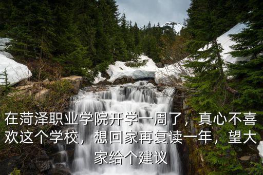 在菏泽职业学院开学一周了，真心不喜欢这个学校，想回家再复读一年，望大家给个建议