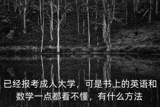 已经报考成人大学，可是书上的英语和数学一点都看不懂，有什么方法