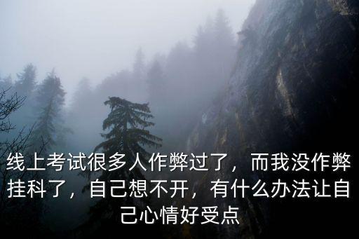 线上考试很多人作弊过了，而我没作弊挂科了，自己想不开，有什么办法让自己心情好受点