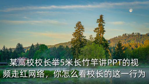 某高校校长举5米长竹竿讲PPT的视频走红网络，你怎么看校长的这一行为