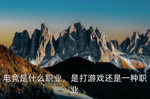 电竞是什么职业，是打游戏还是一种职业