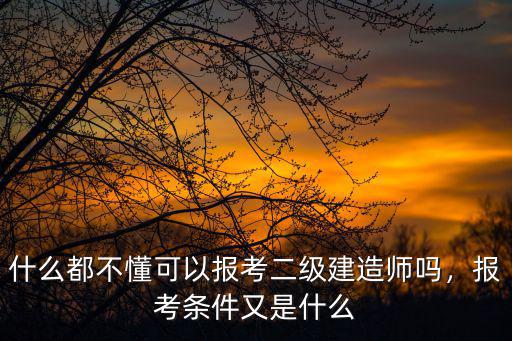 什么都不懂可以报考二级建造师吗，报考条件又是什么
