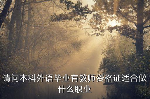 请问本科外语毕业有教师资格证适合做什么职业
