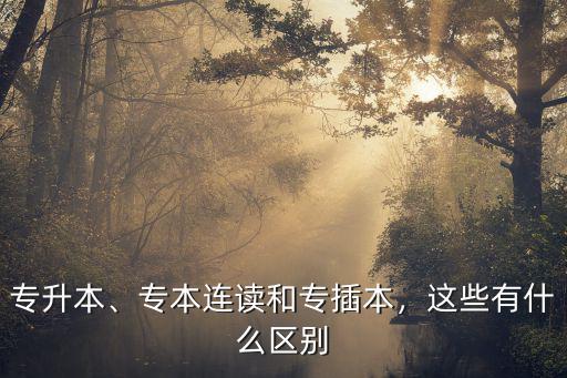 专升本、专本连读和专插本，这些有什么区别
