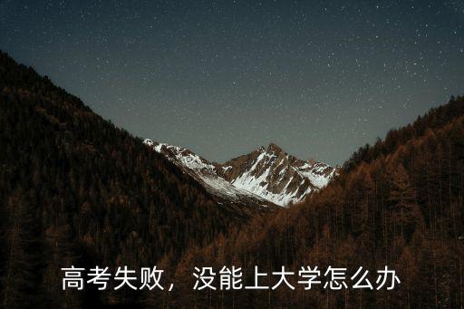 高考失败，没能上大学怎么办