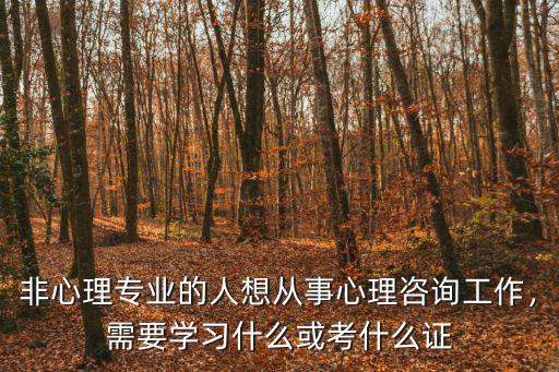 非心理专业的人想从事心理咨询工作，需要学习什么或考什么证