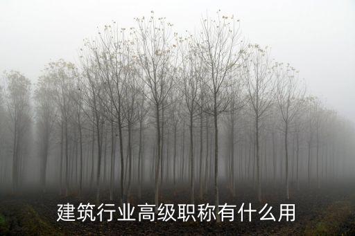 建筑行业高级职称有什么用