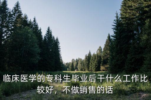 临床医学的专科生毕业后干什么工作比较好，不做销售的话