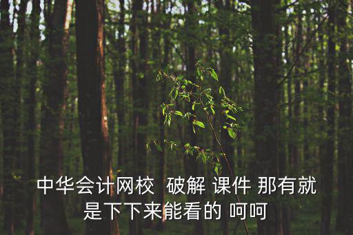 中华会计网校  破解 课件 那有就是下下来能看的 呵呵