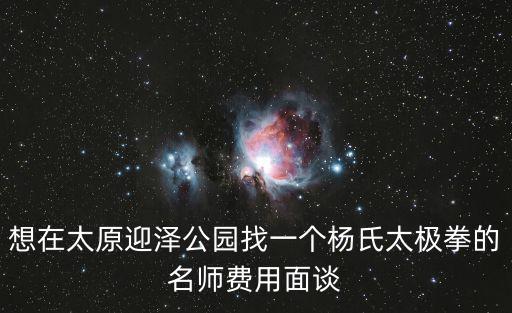 想在太原迎泽公园找一个杨氏太极拳的名师费用面谈