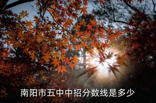 南阳五中分数线是多少，南阳一高和南阳五中录取分数线究竟是多少