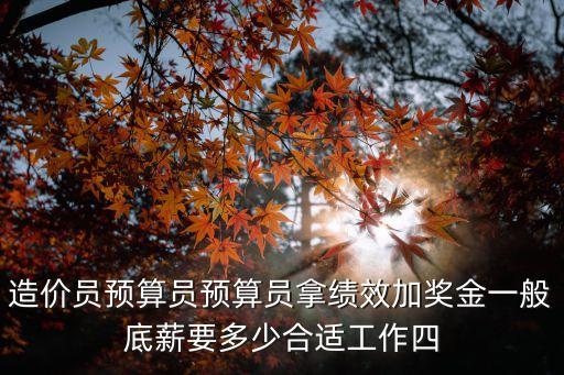 造价员预算员预算员拿绩效加奖金一般底薪要多少合适工作四