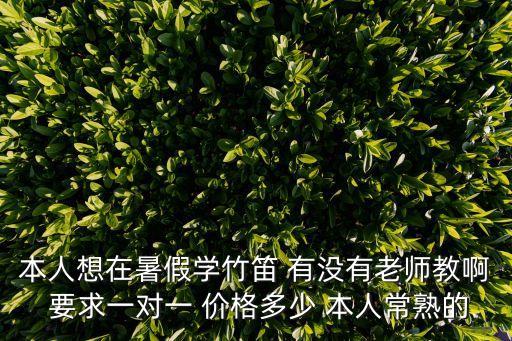 暑假笛子培训班多少钱，本人想在暑假学竹笛 有没有老师教啊 要求一对一 价格多少 本人常熟的