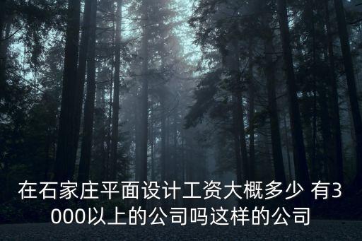 在石家庄平面设计工资大概多少 有3000以上的公司吗这样的公司
