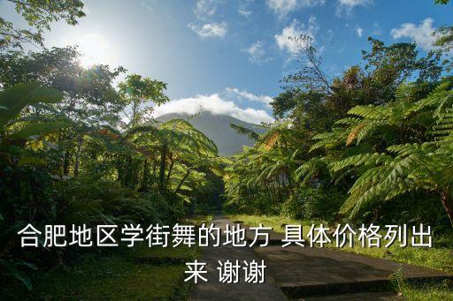 合肥地区学街舞的地方 具体价格列出来 谢谢