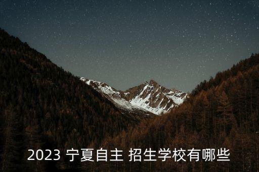 2023 宁夏自主 招生学校有哪些