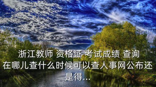 浙江教师 资格证 考试成绩 查询在哪儿查什么时候可以查人事网公布还是得...