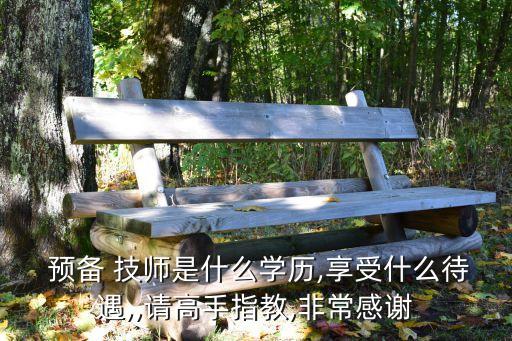  预备 技师是什么学历,享受什么待遇,,请高手指教,非常感谢
