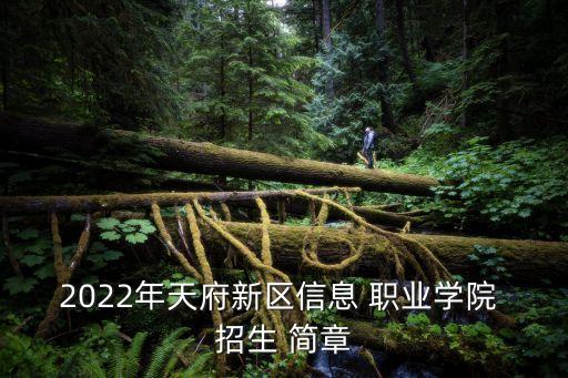 2022年天府新区信息 职业学院 招生 简章