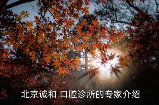  北京诚和 口腔诊所的专家介绍