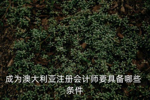 成为澳大利亚注册会计师要具备哪些 条件