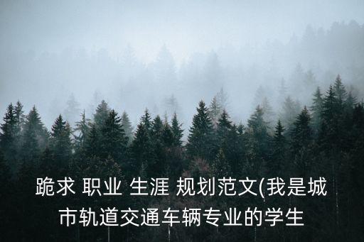 跪求 职业 生涯 规划范文(我是城市轨道交通车辆专业的学生