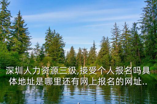深圳人力资源三级,接受个人报名吗具体地址是哪里还有网上报名的网址...