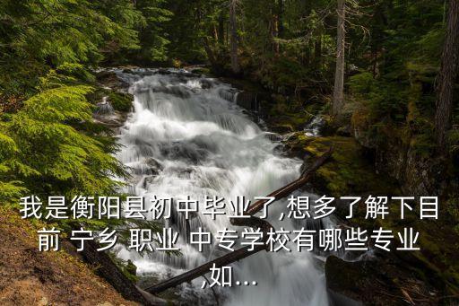 我是衡阳县初中毕业了,想多了解下目前 宁乡 职业 中专学校有哪些专业,如...