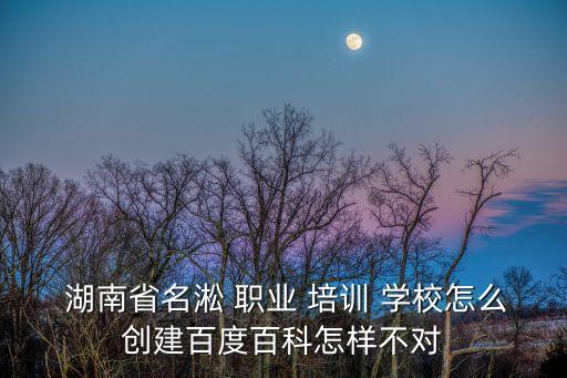  湖南省名淞 职业 培训 学校怎么创建百度百科怎样不对