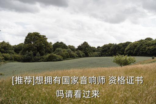 [推荐]想拥有国家音响师 资格证书吗请看过来
