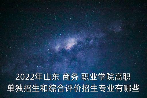 2022年山东 商务 职业学院高职单独招生和综合评价招生专业有哪些
