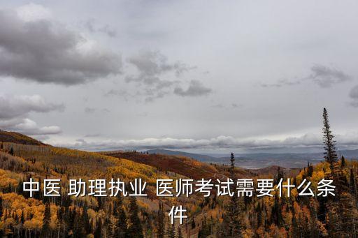 中医 助理执业 医师考试需要什么条件