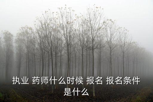 执业 药师什么时候 报名 报名条件是什么